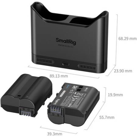 SmallRig 5487 - zestaw TURBO, dwukanałowa ładowarka, 2x akumulator Panasonic DMW-BLK22 - wymiary